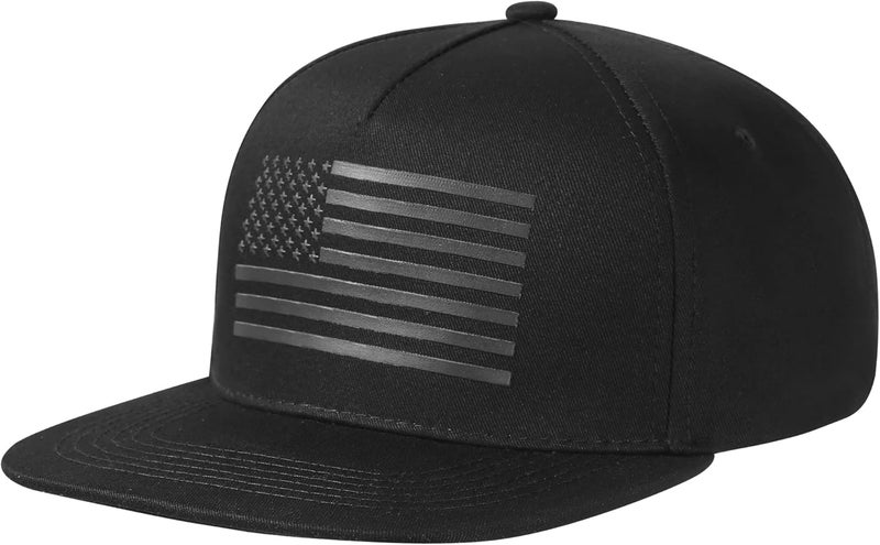 UALON Baseball Cap, Snapback Trucker Hat for Men & Women with American Flag and Adjustable, Breathable Mesh, Flat Bill Hats - Image 1